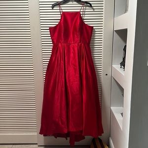 Red Silk Dress, Elegant, Tule underneath for volume with dimension in the front